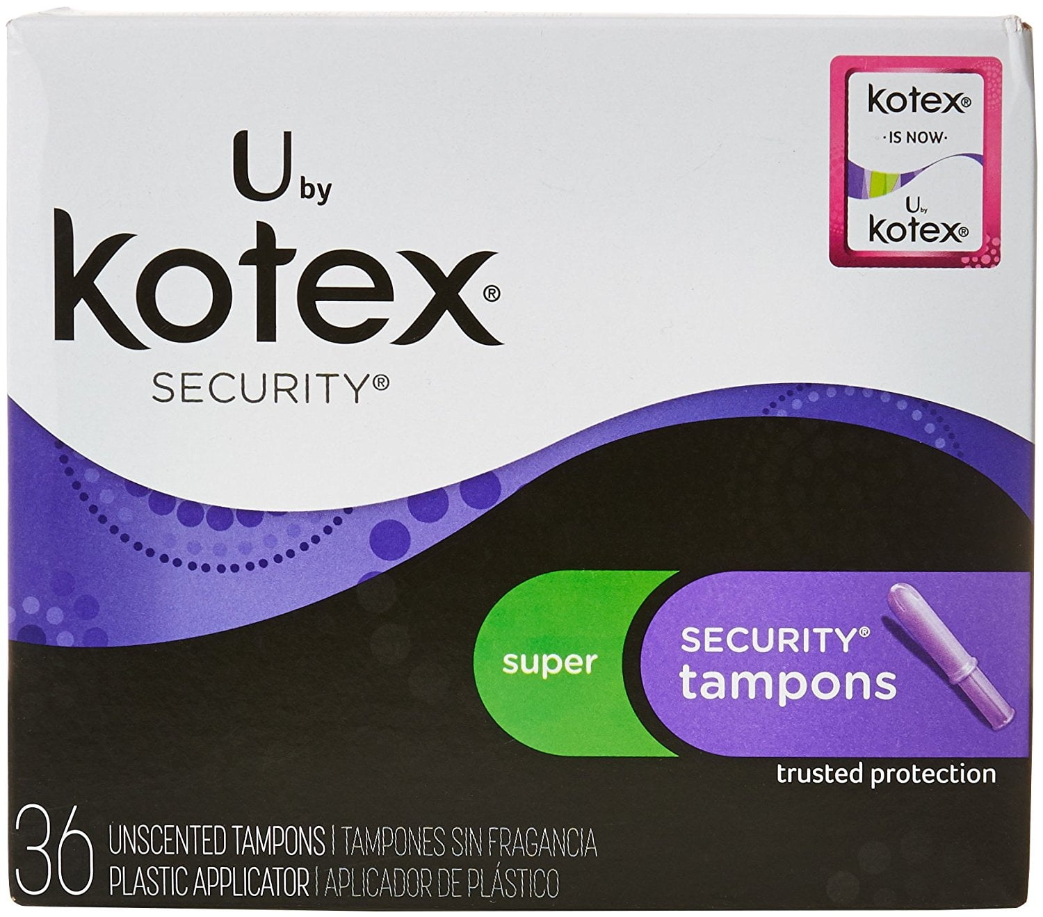 Kotex Natural Balance Security Tampons Super Unscented 36 CT