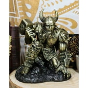 Ebros Norse Viking God of Thunder Thor Wielding Mjolnir Hammer Figurine 7"H