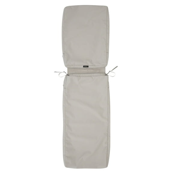 Classic Accessories Ravenna® Patio Chaise Lounge Cushion Slip Cover - Durable Outdoor Cushion, Mushroom, 72"L x 21"W x 3"Thick