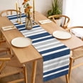 thumbnail image 3 of Navy Blue Grey Stripe Table Runner - 36 Inch Long, Kitchen Dining Table Runner Dresser Scarves, Farmhouse Minimalist Striped Farmhouse Decor for Coffee Tables Wedding Party Banquet, 3 of 8