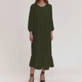 thumbnail image 1 of WILLBEST Vestidos Nuevas Túnicas Largas Para Mujer Para Primavera Y Otoño Con Mangas Largas, Vestido Largo Retro Con Color Sólido Y Dobladillo Con Volantes., 1 of 3