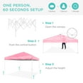 thumbnail image 3 of Best Choice Products 10x10ft Easy Setup Pop Up Canopy w/ 1-Button Setup, Wheeled Case, 4 Weight Bags - Pink/White, 3 of 10