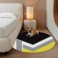 thumbnail image 2 of Abstract Yellow Black Round Area Rug 3.3Ft Washable Circle Rugs for Dining Room Table, Modern Geometric Color Blocks Non-Slip Carpet Floor Mats Indoor Outdoor Carpet Runner Aesthetic Home Decor, 2 of 8