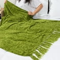 thumbnail image 7 of PAVILIA Olive Green Chenille Blanket for Twin Size Bed, Soft Light Green Knit Blanket with Tassel Fringe, Woven Knitted Decorative Blanket for Sofa Couch Living Room, Decor Gift, Twin 60x80, 7 of 7