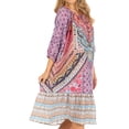 thumbnail image 4 of Sakkas Laura Women's 3/4 Sleeve Swing Floral Boho Midi Dress Cover-up Side Pockets - UM403-Multi - One Size, 4 of 5