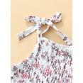 thumbnail image 6 of Seyurigaoka Baby Girls Romper and Headdress, Infant Floral Print Sleeveless Tie-up Shoulder Strap Jumpsuit, Pink/ Red/ White, 6 of 9