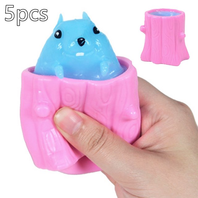Squeeze Squirrel Toys Fidget Stress Relief Toys Pop Squairrel Cup Juguetes para niños Lindo portalápices en miniatura Regalos para juegos extraños Muyoka Hogar
