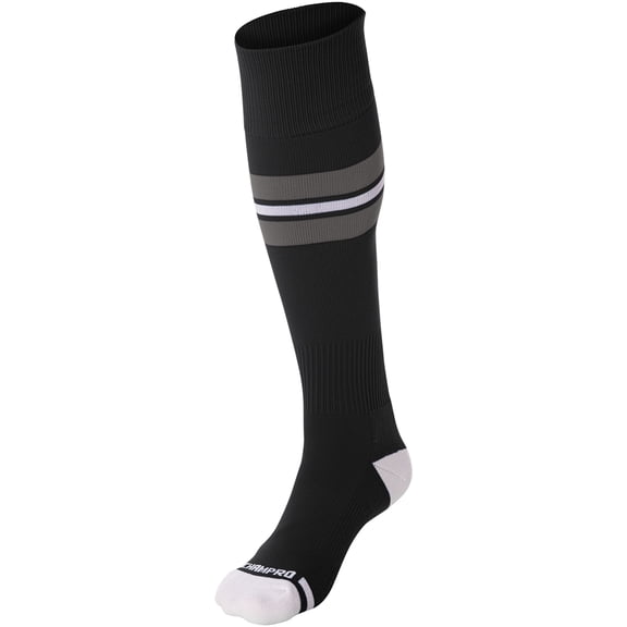 Striped Baseball Sock - BLACK, GREY, WHITE - XS