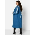 thumbnail image 5 of Rebdolls Women's Plus Distressed Midi Length Denim Jacket - Blue - Small, 5 of 5