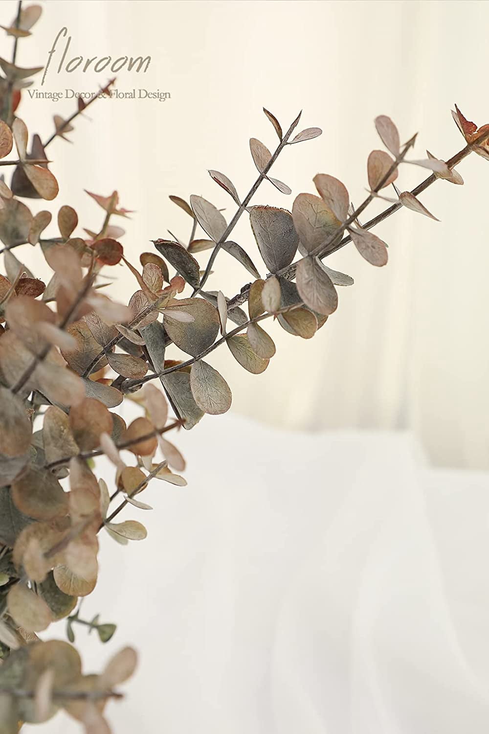 Artificial Flocked Eucalyptus Stems Faux Greenery Spray, 18pcs Best Filler Fake Plants for DIY Wedding Bouquet Centerpieces Arrangement