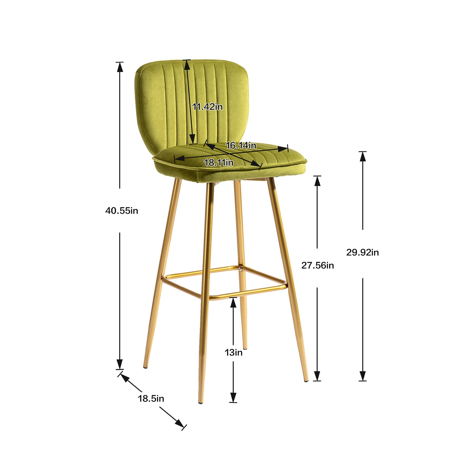 Kepooman Modern Design Bar Stools Set of 1 with Back for Bar Counter, Green Kepooman Modern Design Bar Stools Set of 1 with Back for Bar Counter, Green