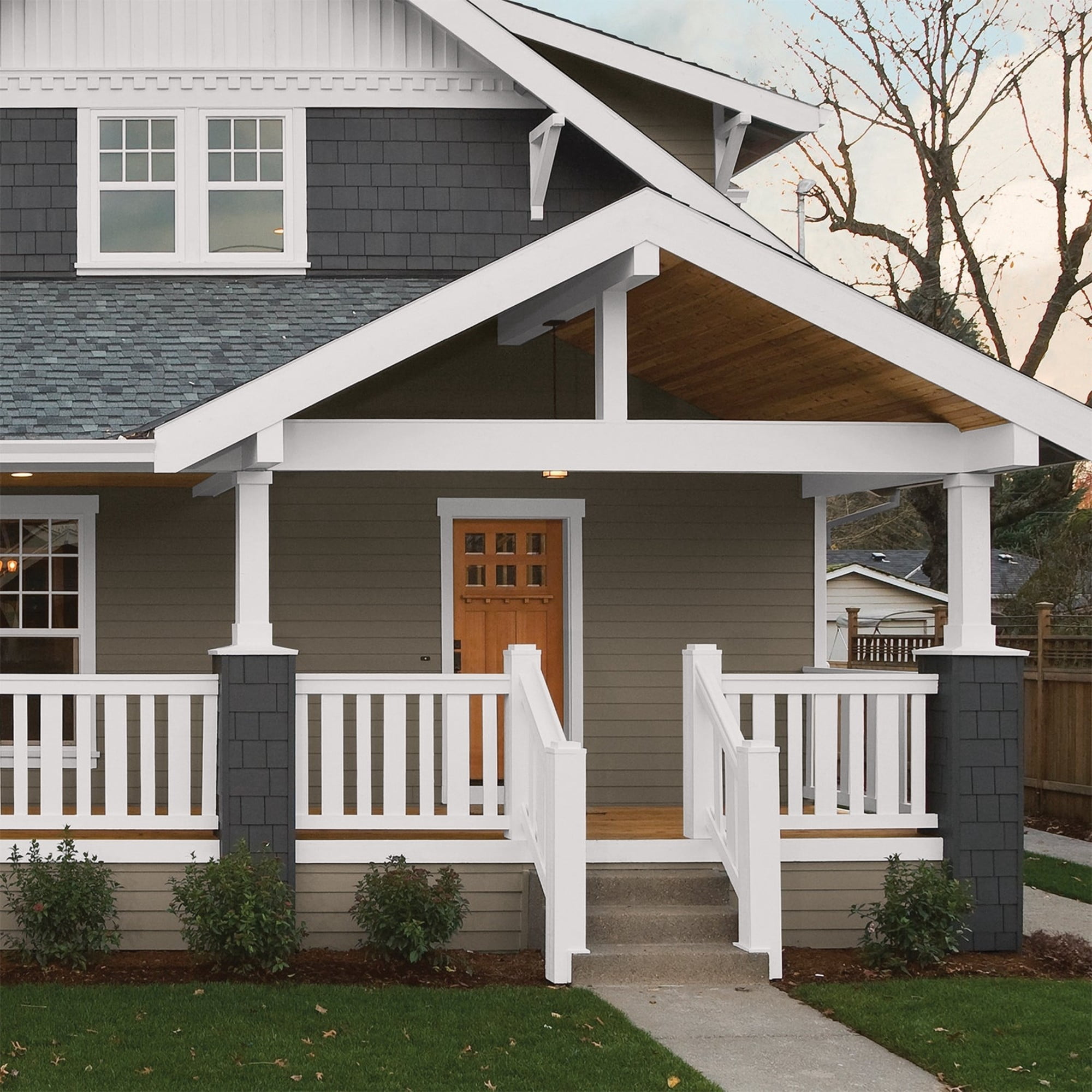 Glidden One Coat Go To Gray / Grey Semi-Gloss Exterior Paint with Primer, 1 Gallon