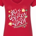 thumbnail image 4 of Inktastic Jesus is the Reason for the Season Christmas Bells and Stars Women's V-Neck T-Shirt, 4 of 5
