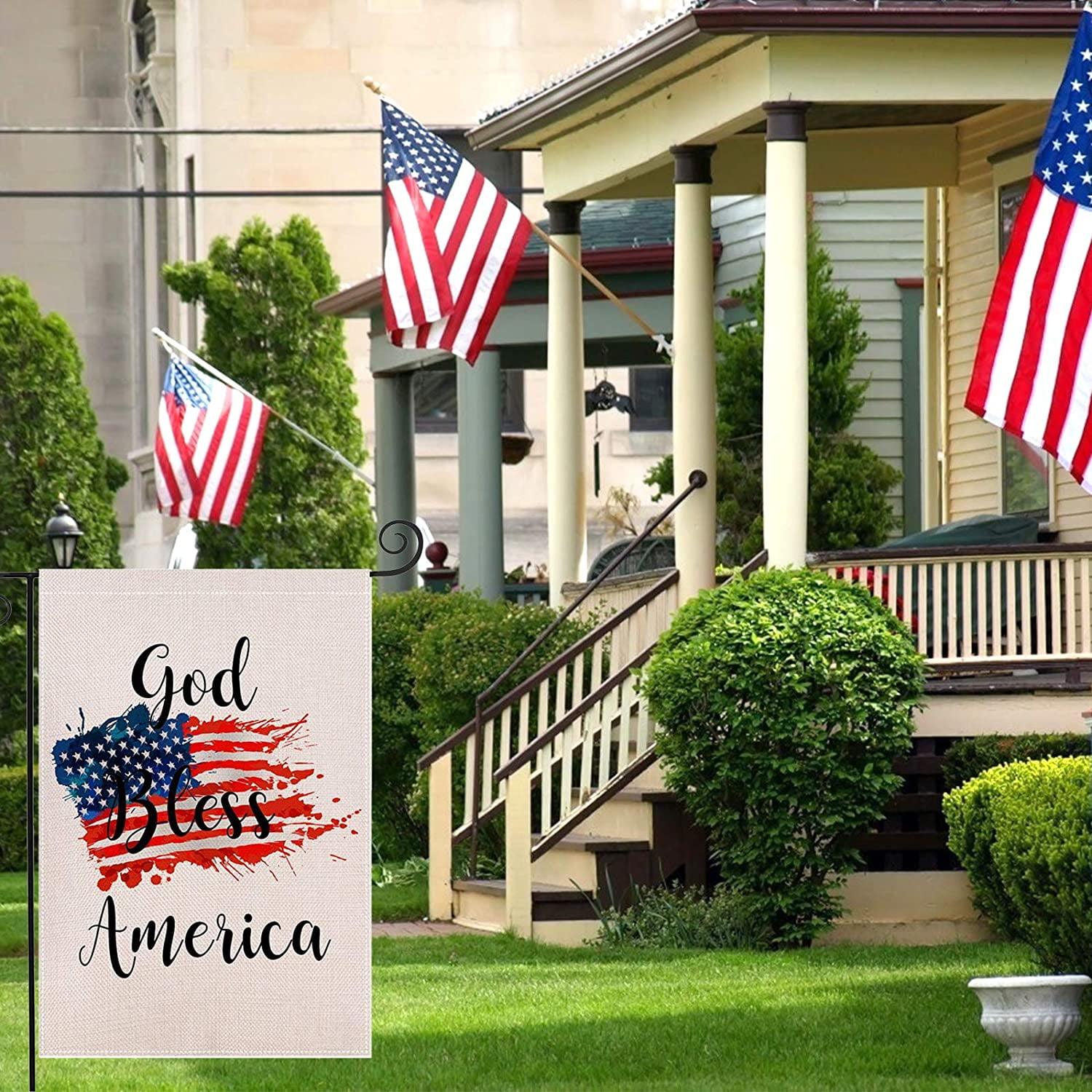 Garden Flag 4th of July Yard Outdoor Decoration God Bless America Garden Banner 