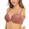 thumbnail image 5 of Deyllo Women Lace Push Up Padded Plunge Add Cups Underwire Support Lift Up Bra, Rose Pink 32DD, 5 of 6