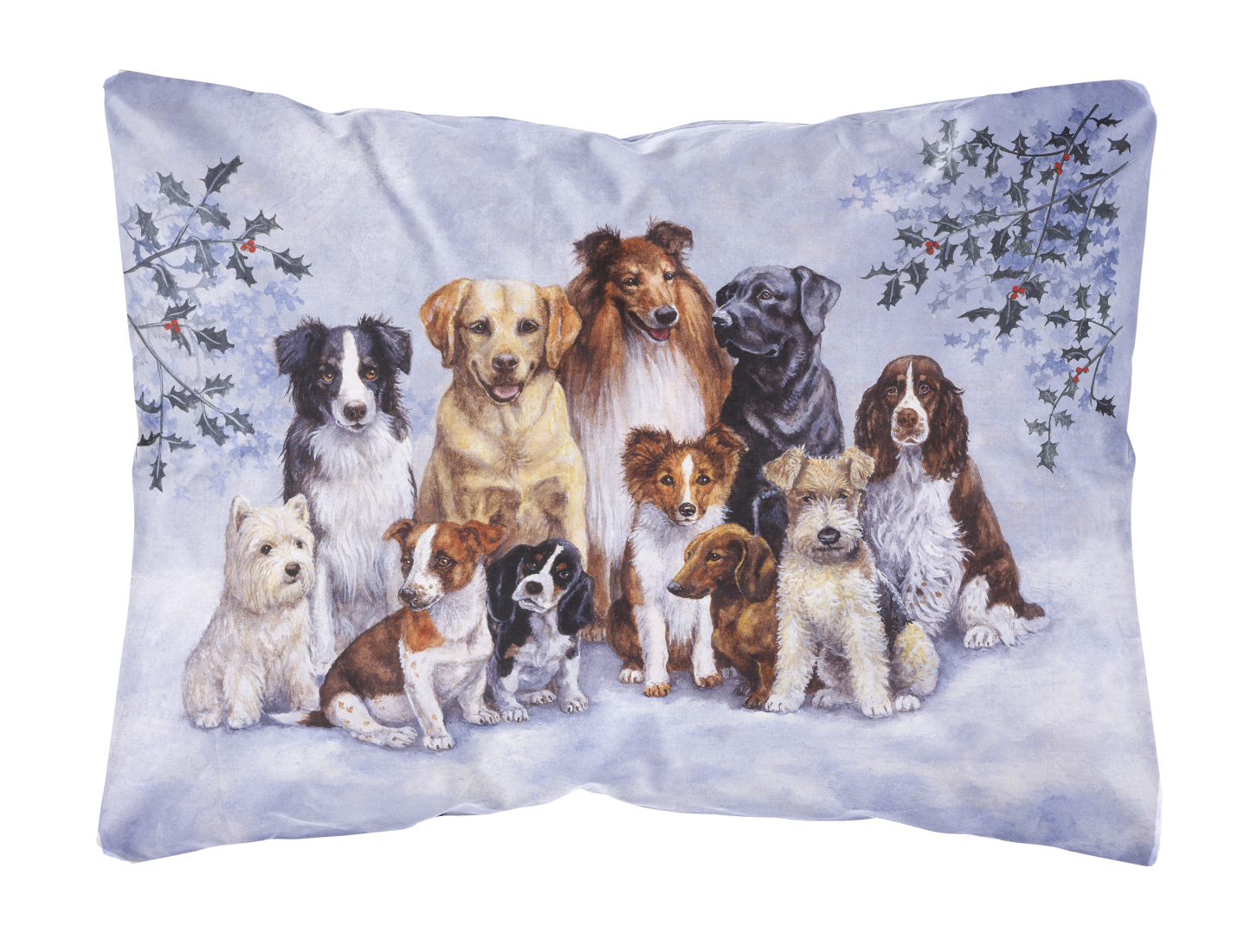 Winter Dogs Fabric Decorative Pillow