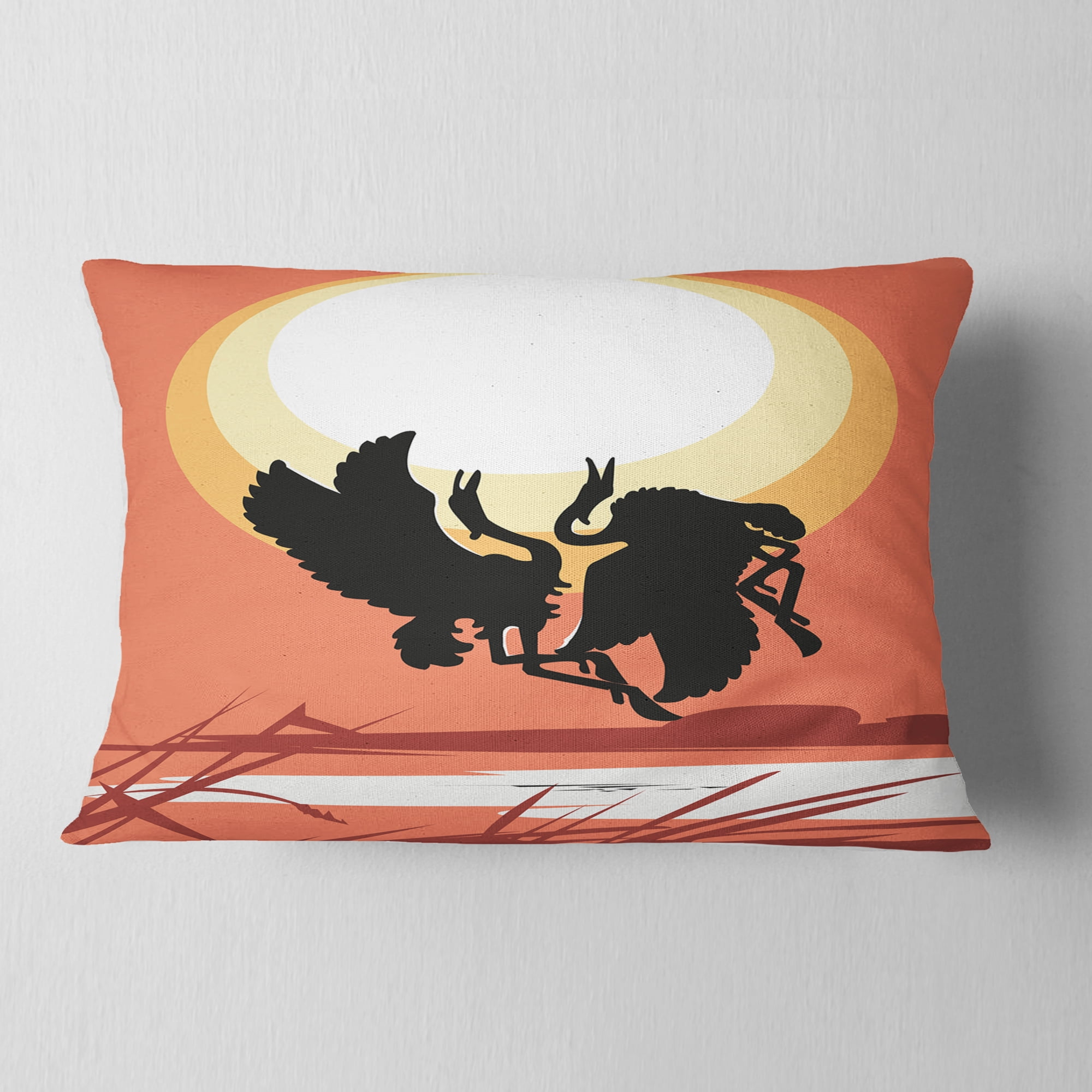 Designart Birds at Sunset Vector Drawing - Abstract Throw Pillow - 12x20