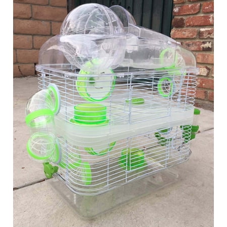 Mcage 3-Story Large Acrylic Clear Expansible and Customizable Hamster Mice Mouse Habitat Cage Home with 1 x Water Bottle