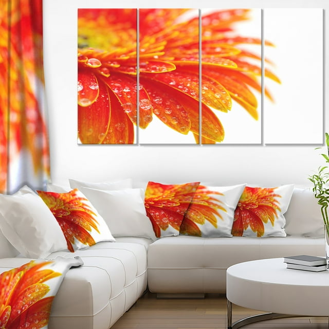 Gerbera Orange avec Gouttes de Pluie - Impression sur Toile Florale