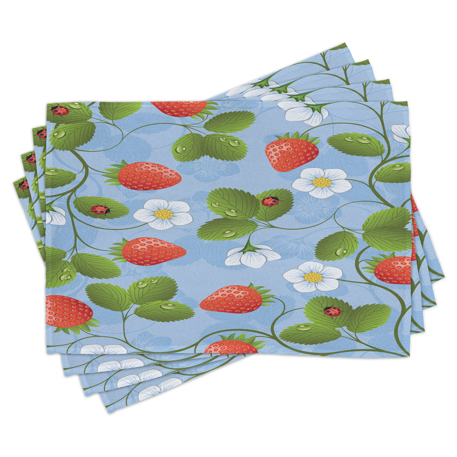 Ladybugs Placemats Set of 4 Strawberries Daisies and Ladybugs Looks