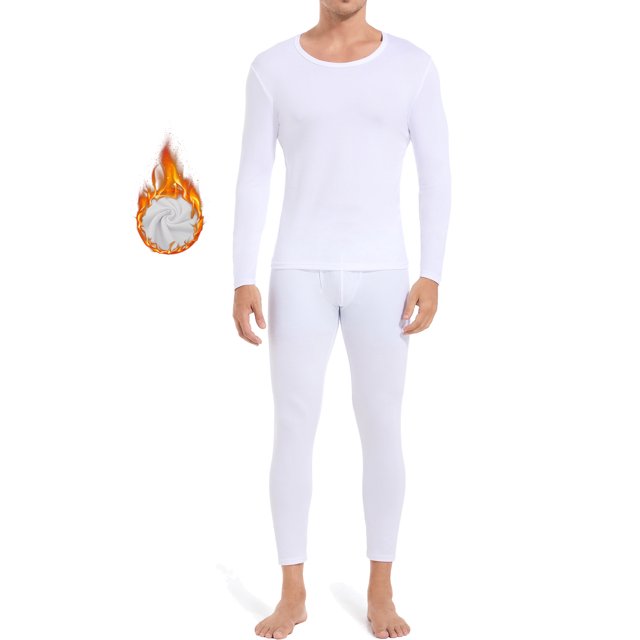 Thermal Underwear Set for Men Fleece Lined Long Johns Basic Layer Top