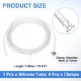 thumbnail image 2 of Silicone Tubing, 0.2" ID. 0.24" OD. 16.4 ft Length Tube with Clamps, Clear, 2 of 6