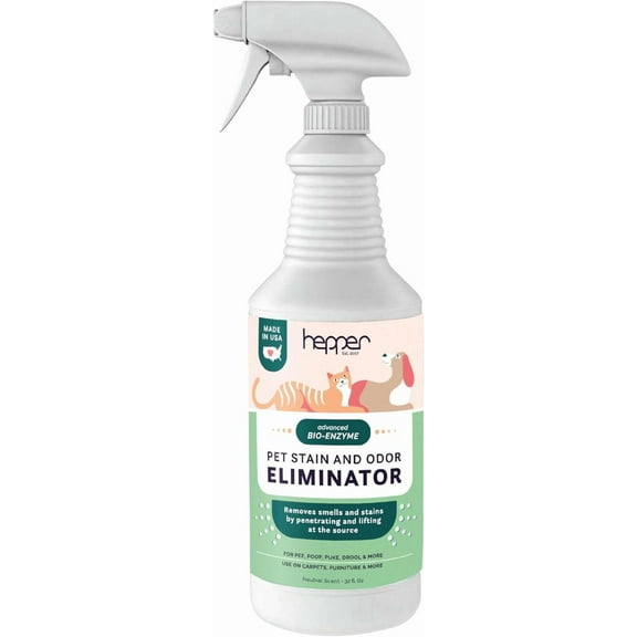 Advanced Bio-Enzyme Pet Stain & Odor Eliminator Spray - Smell, Stain & Urine Remover for Cats, Dogs & Other Animals - 32oz Spray Safe for the Home - Neutral