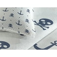 thumbnail image 3 of Ambesonne Ocean Quilted Coverlet 3 Pcs, Anchors and Skulls Bones, Queen Size, Navy Blue, 3 of 4