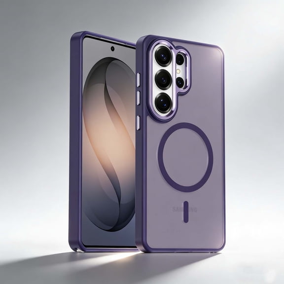 Magnetic For Samsung Galaxy S26 Phone Case,Matte Anti-fingerprint Translucent Shockproof Anti-fall Drop Protection,Compatible with Mag-Safe,Lightweight Thin Fit Durable Phone Case,Purple