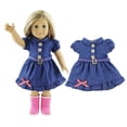 thumbnail image 4 of Vestido de muñeca de algodón para bebé Ropa de vestir de mezclilla para bebés recién nacidos para juguetes de muñeca de niña de 18 pulgadas Inevent FN0366-00B, 4 of 7
