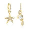 thumbnail image 4 of Ross-Simons 2.20 ct. t.w. White Topaz Starfish and Crab Mismatched Drop Earrings With Black Spinel Accents in 18kt Gold Over Sterling, Women's, Adult, 4 of 8