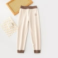 thumbnail image 2 of Beige Baby Trousers Pants for Children Boy Girl Winter Fall Loose Fit Warm Straight Leg Elastic Waist Basic Long Cuff Leg Trousers Pants Leggings Tights Child 2025 7 Years, 2 of 3