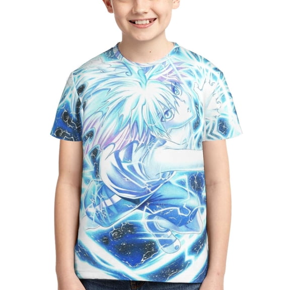Kids 3D Graphic Hunter X Hunte Killua Lightning T-Shirts, Novelty Shirts Crewneck Short Sleeve Tees for Youth Boys Girls