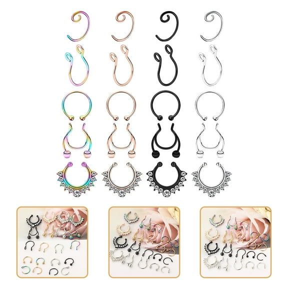 KONTONTY 1 Set Non Piercing Nose Cuff Stainless Steel Different Look Jewelry for Party
