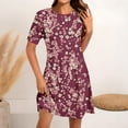 thumbnail image 4 of Vestido Corto para las Mujeres Cuello Redondo Manga Corta Impresa Suéter, Moda Casual Estilo Línea, 4 of 5