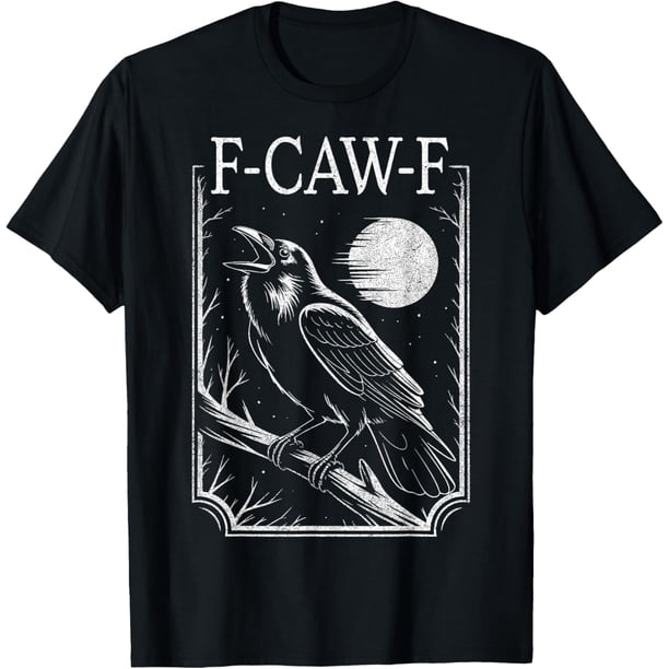 F-Caw-F Crow Minimal – Camiseta retro gótica de pájaro negro divertido cuervo