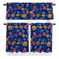 thumbnail image 2 of Kitchen Window Curtains Valance and Tier Set, Summer Nautical Colorful Shell Rod Pocket Tier Curtain Valance Set, Dark Blue Backdrop Light Filtering Cafe Curtains for Bedroom Living Room, 2 of 9