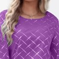 thumbnail image 3 of Blusa suelta con estampado floral y cuello redondo para mujer, talla L, blusa morada de verano con mangas con volantes, 3 of 6