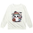 thumbnail image 4 of Wuxian Children'S Boys Girls Halloween Sweatshirt Casual Pullover Funny Ghost Pumpkin Graphic Top Blouse Crewneck Long Sleeve Loose Fit Tops,White,11-12 Years, 4 of 4