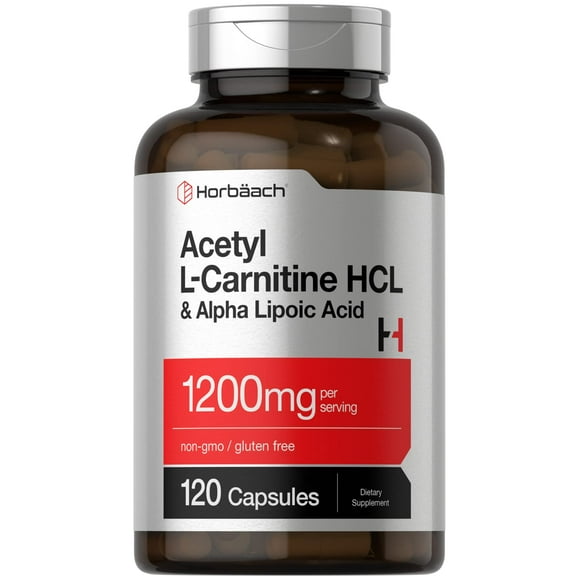 Horbäach Acetyl L Carnitine HCL & Alpha Lipoic Acid 1200mg | 120 Capsules | ALC ALA Complex | Non-GMO & Gluten Free Supplement