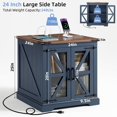 thumbnail image 2 of Joaxswe 24" Side Table with Charging Station, Farmhouse End Table with Glass Barn Door & Adjustable Storage Shelf, Nightstand for Bedroom, Navy Blue, 2 of 7