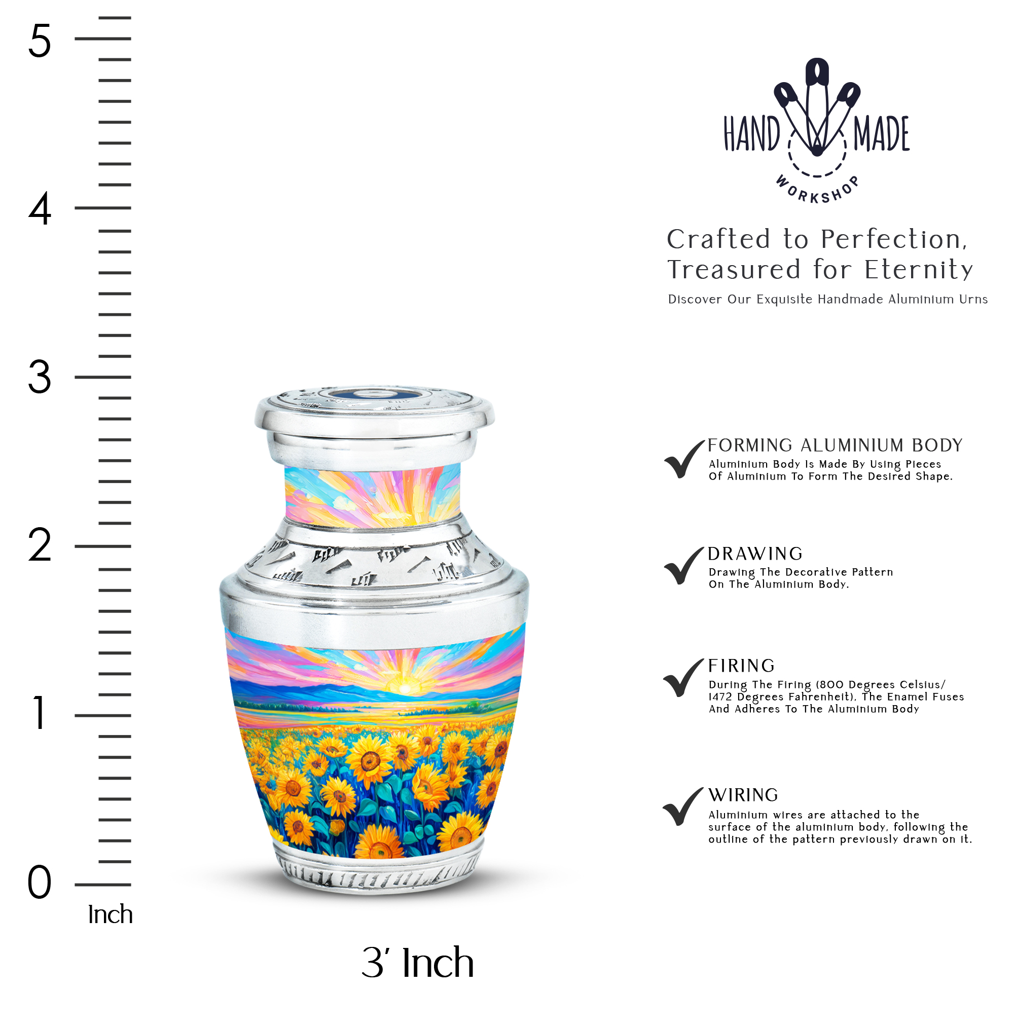 MUKTIVE Sunflowers Decorative Urns for Human Ashes Adult Female & Male, Blue Cremation Mini Urns for Human Ashes for Loved Ones, Keepsake Memorial Funeral Gift, 3 Inch