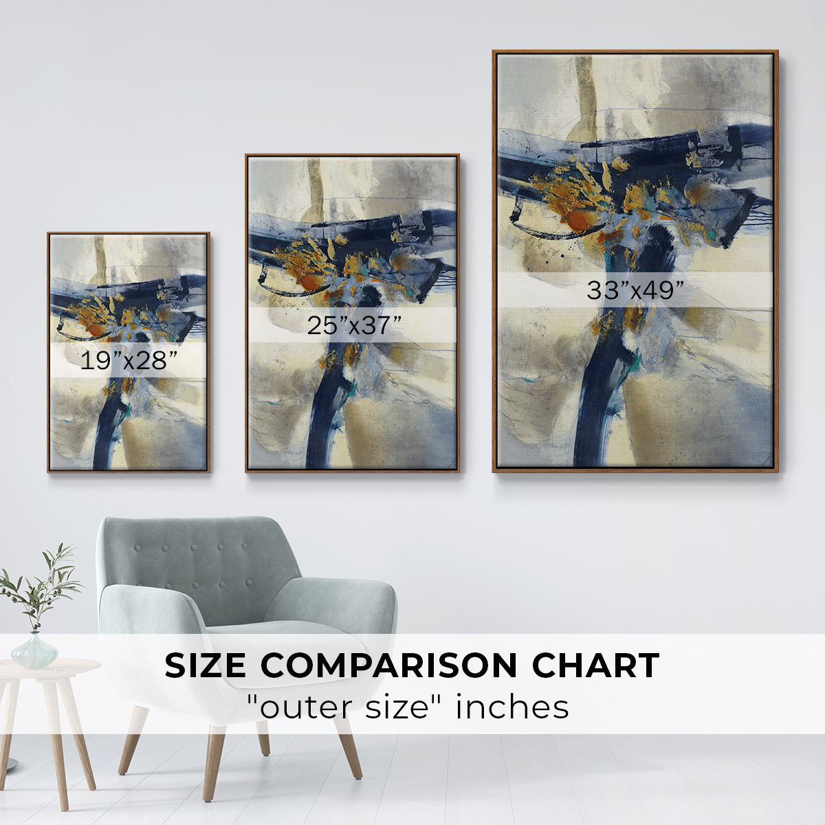 Blast Framed Premium Gallery Wrapped Canvas - Ready to Hang - 25 x 37 - Walnut Floating Frame