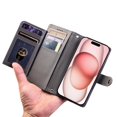 thumbnail image 6 of Wallet Case for Samsung Galaxy A55 5G 6.6-inch, Litchi Leather Flip Zipper Purse Cover with Card Holder, Detachable Wristlet, Kickstand Shockproof Protective Phone Case,Grey,For Galaxy A55 (5G), 6 of 9