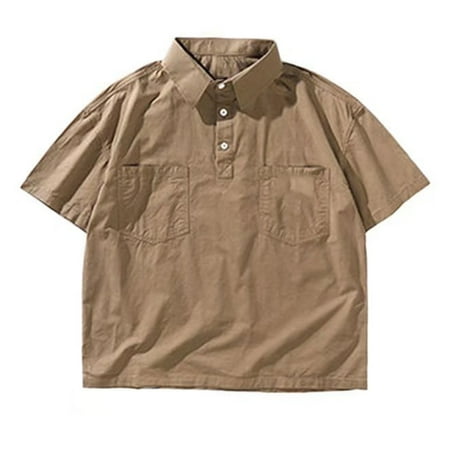 

Men Short Sleeve Shirt Breathable Summer Short Sleeved Pullover Tooling Shirt for Working Khaki L for 65‑75kg Quickwittc