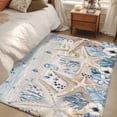 thumbnail image 5 of Coastal Marine Life Washable Area Rugs 4'x6', Beige Starfish Blue Leaves Wood Grain Low Pile Throw Living Room Rug Non-Slip Sturdy Edge Binding Carpet for Indoor Entryway Bedside Kitchen, 5 of 9