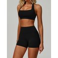 thumbnail image 7 of IBTOM CASTLE Workout Sets for Women Square Neck Halter Sports Bra High Waist Biker Shorts 2 Piece Gym Yoga Outfits S Black, 7 of 7