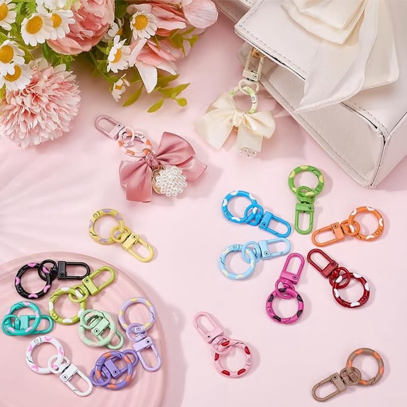 Candy Color Spring Keychain  Colorful Metal Lobster Claw Clasps with Spring Key Rings for DIY Crafts, Bag Charms, and Keychain Making for Crafters and Hobbyists