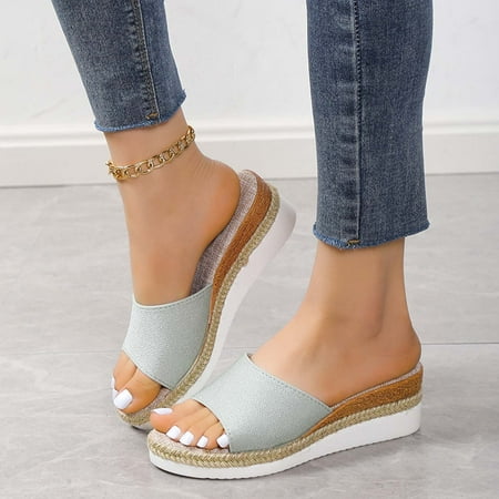 

Cameland Womens Sandals Summer Plus Size Fashion Casual Open Toe Women s Sandals Breathable Peep Toe Thick Bottom Flax Slippers Wedge Sandals Up to 65% off!
