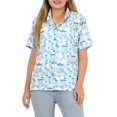 thumbnail image 5 of LA LEELA Hawaiian Shirts Womens Bohemian Blouse Cotton Linen Effect Short Sleeve Tropical Vacation Casual Summer Button Down Beach Party Shirts for Women S Palm Tree Island, Blue, 5 of 6